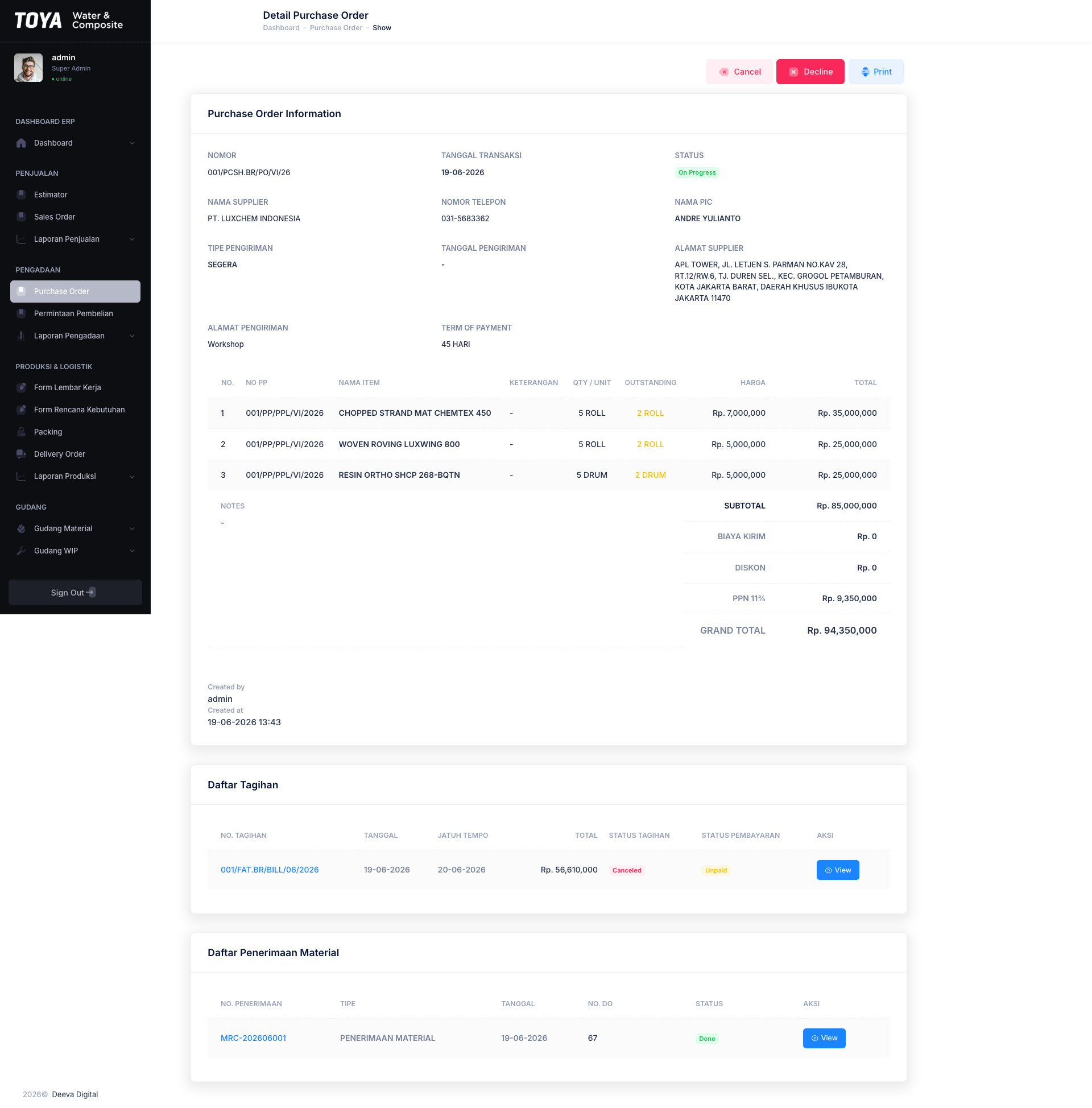 Detail Purchase Order