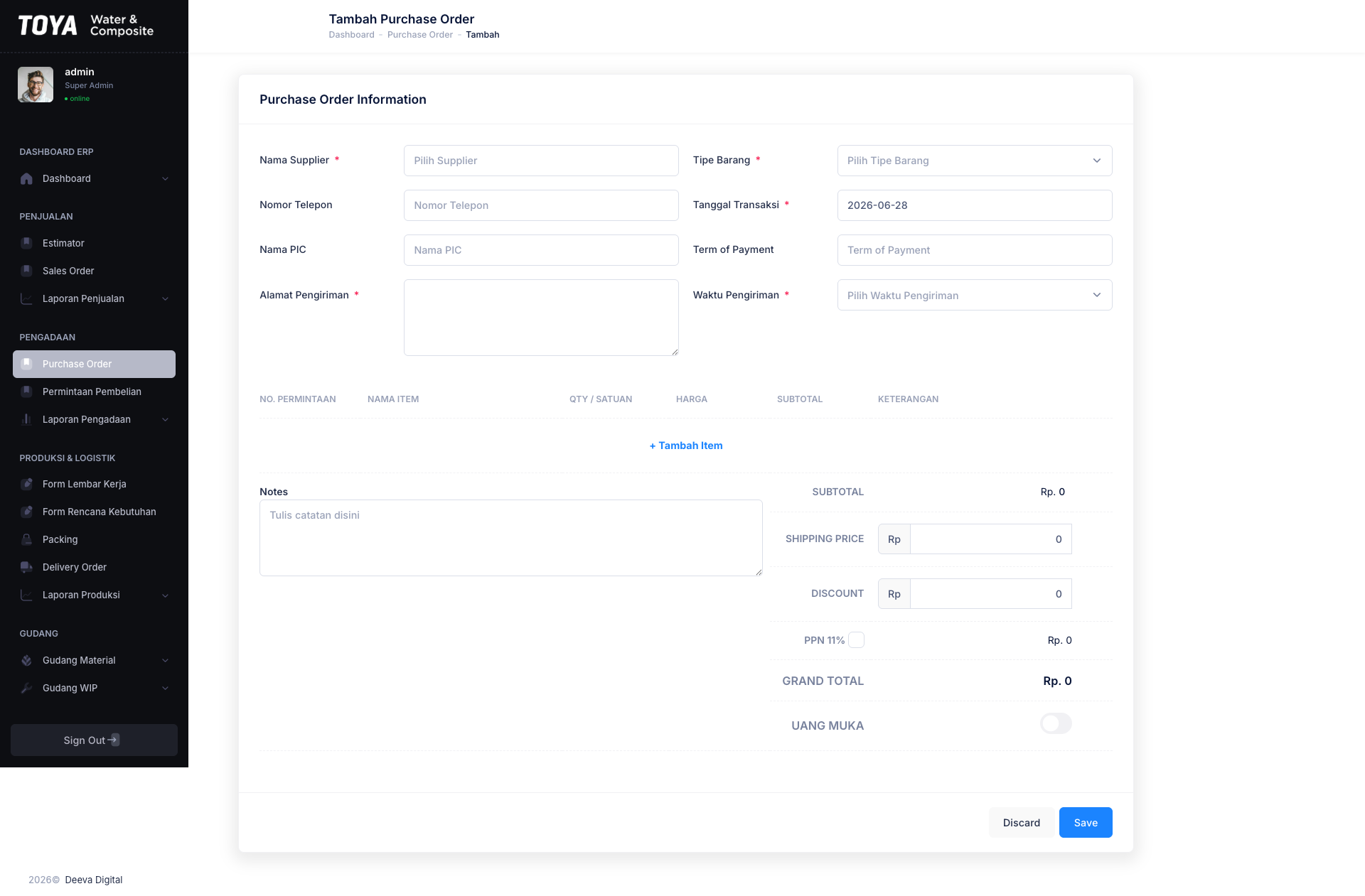 Form Purchase Order