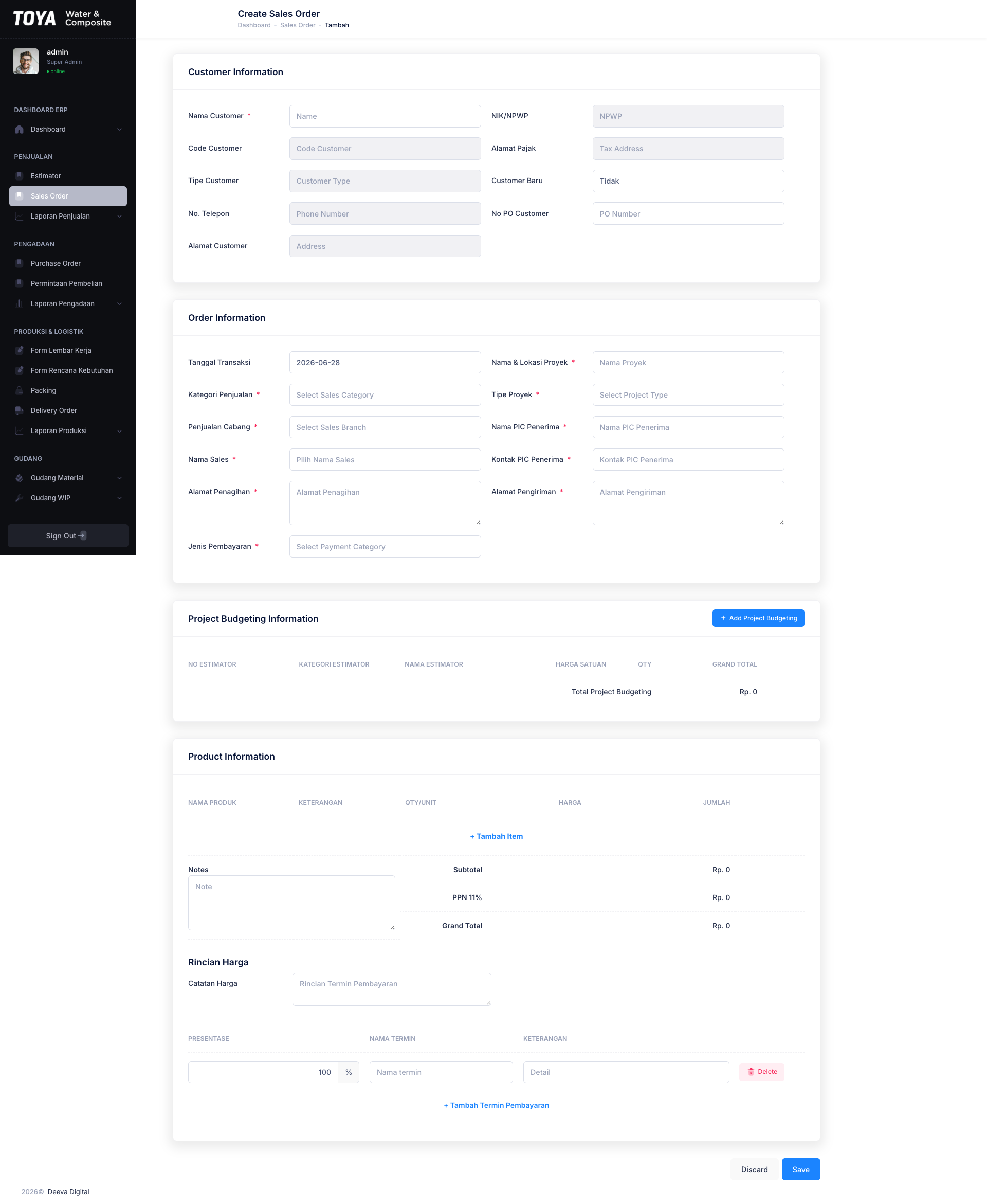Form Sales Order